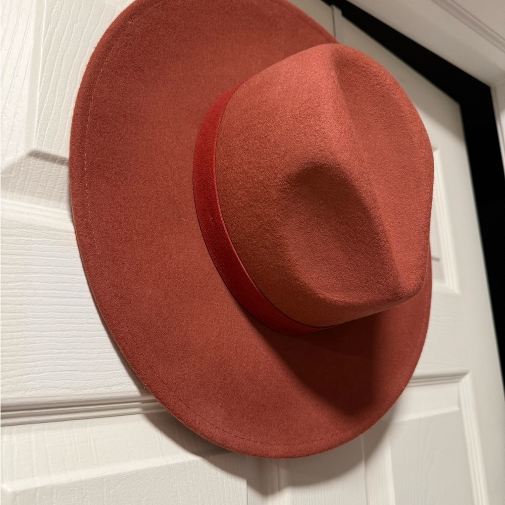 Free People Rust Wide Brim Hat - Picture 2 of 5